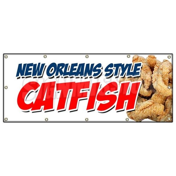 Signmission NEW ORLEANS STYLE CATFISH BANNER SIGN dinner fresh caught local cajun B-120 New Orleans Style Catfsh - main